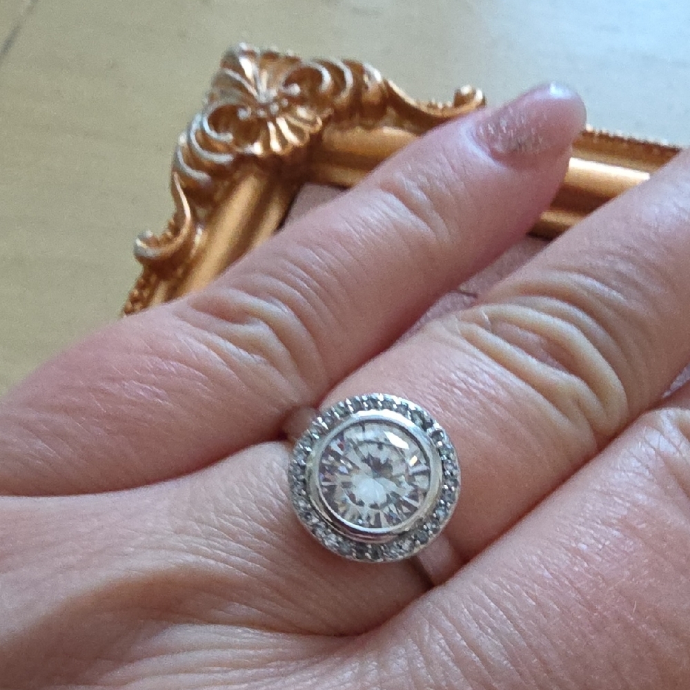 Lia Sophia Silver Halo Ring Size 8